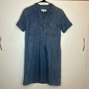 Madewell Chambray Shirtdress XS Blue W/Pockets! EUC​​